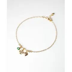 AMELIE FERRAND - Tobillera Buena Suerte en Baño de Oro 18k