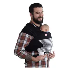 CANGUAMOR - Fular Portabebé Negro Con Bolsillo Rayas