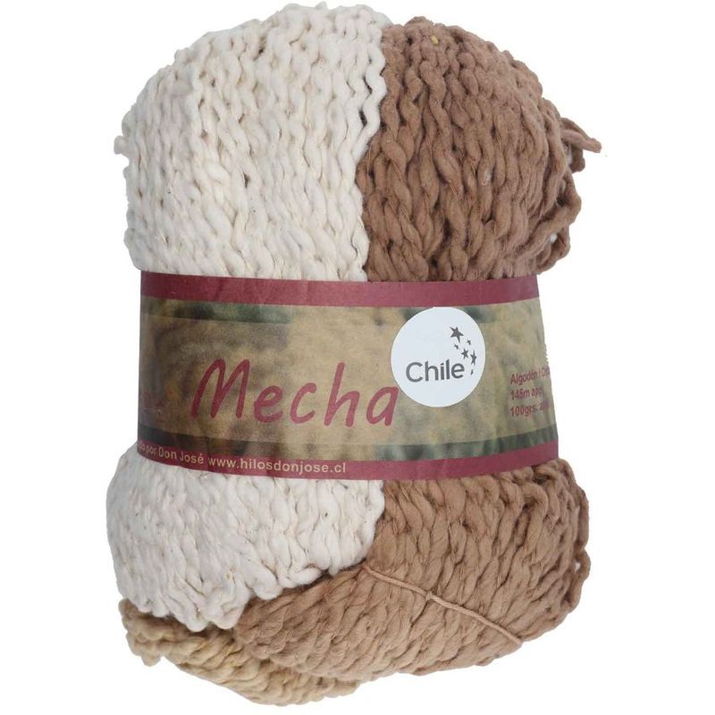 GENERICO - Pack 4 madejas algodón. Mecha café beige crudo