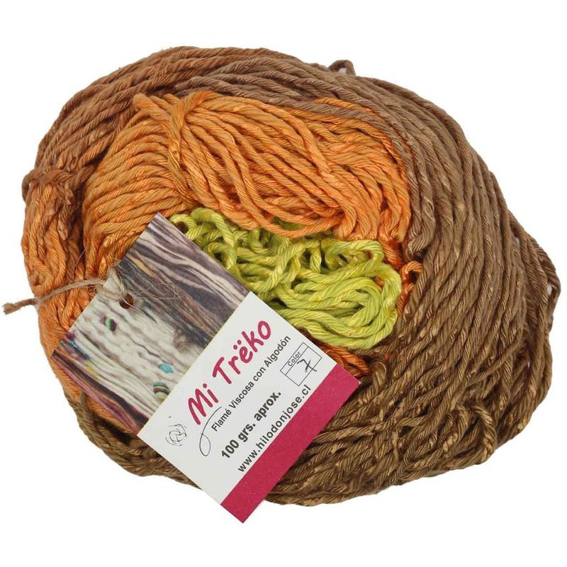 GENERICO - Pack 4 madejas algodón. Treko amarillo verde naranjo