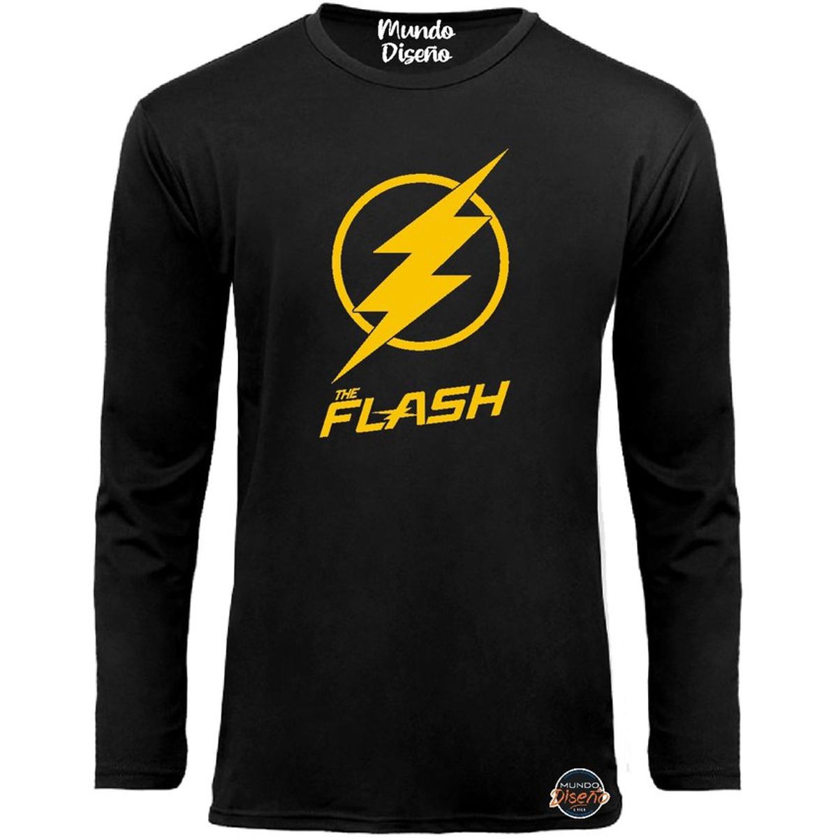 MDC - Mdc polera de hombre manga larga negra escudo flash