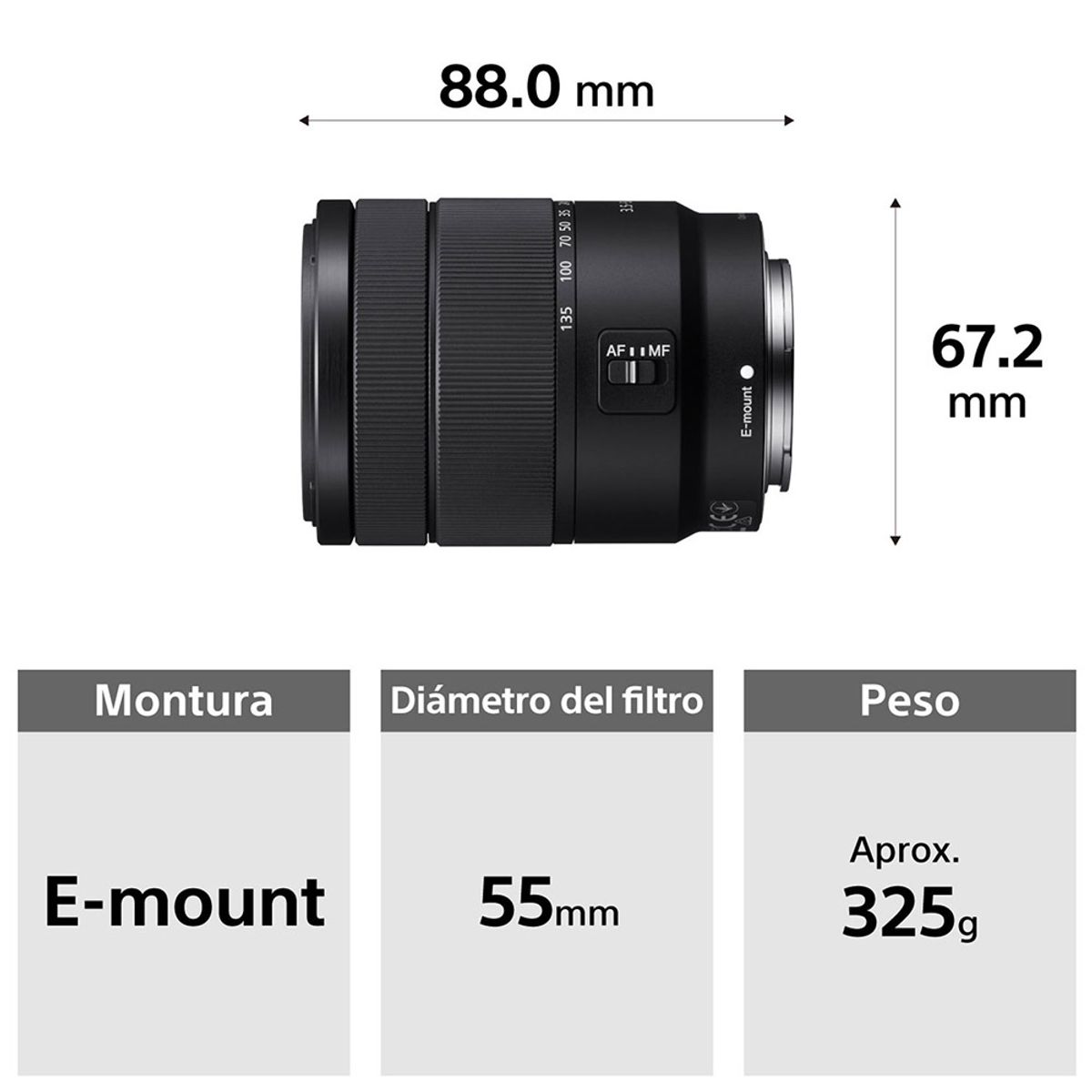 SONY - Lente Zoom Estándar 18-135mm SEL18135