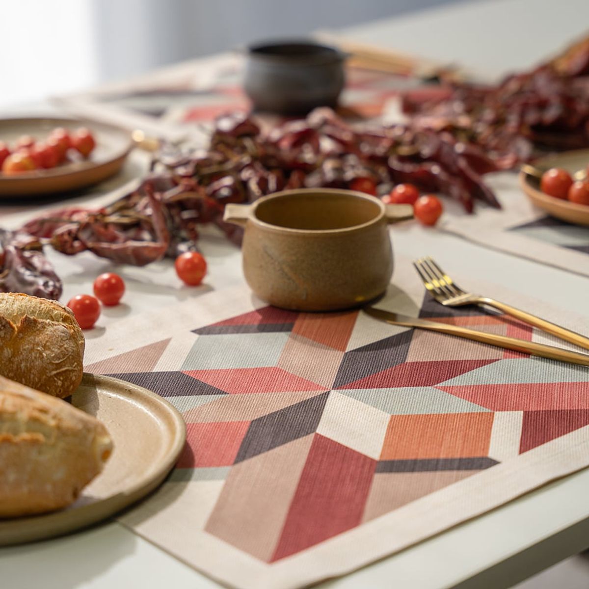 TUYO PRINT - Set Individuales Linet Natural Terrazo