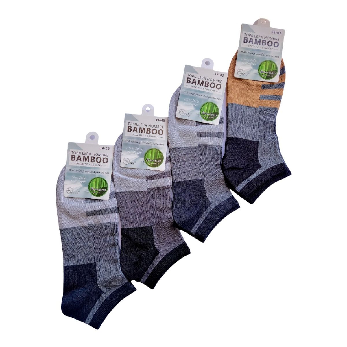GENERICO - Pack de 4 tobilleras hombre bambú  color