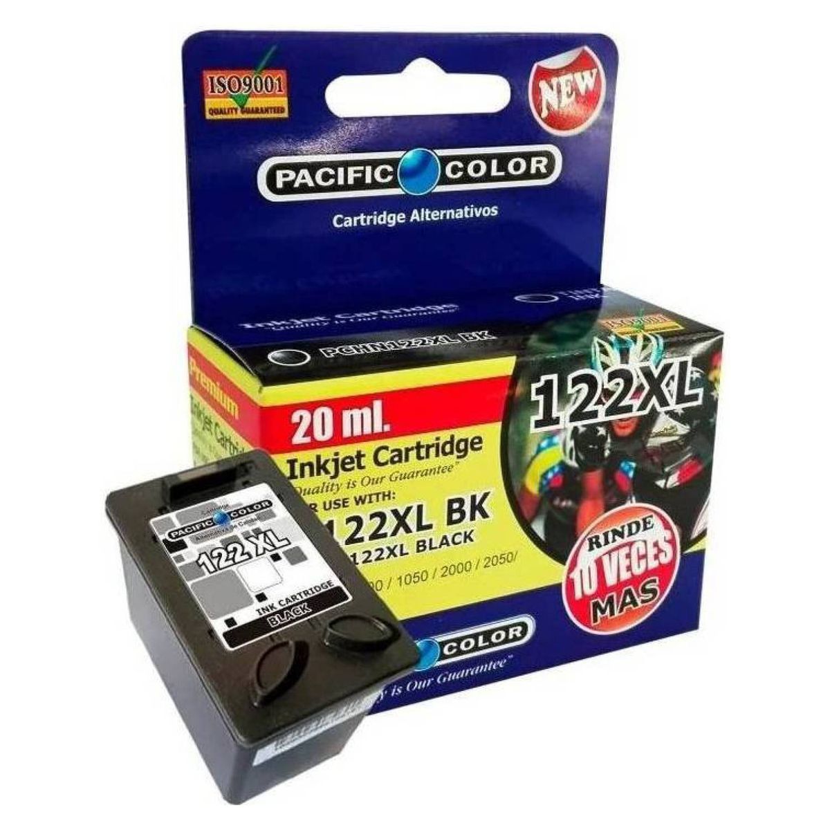 PACIFIC COLOR - Tinta alternativa compatible hp 122 xl negro