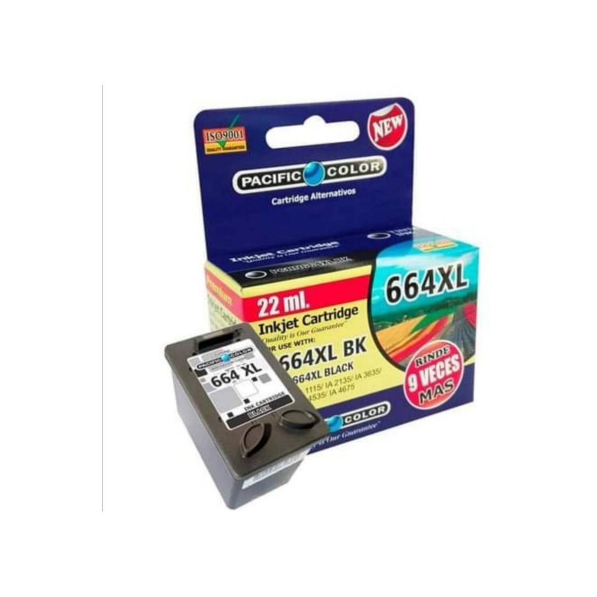 PACIFIC COLOR - Tinta alternativa compatible hp 664 xl negro