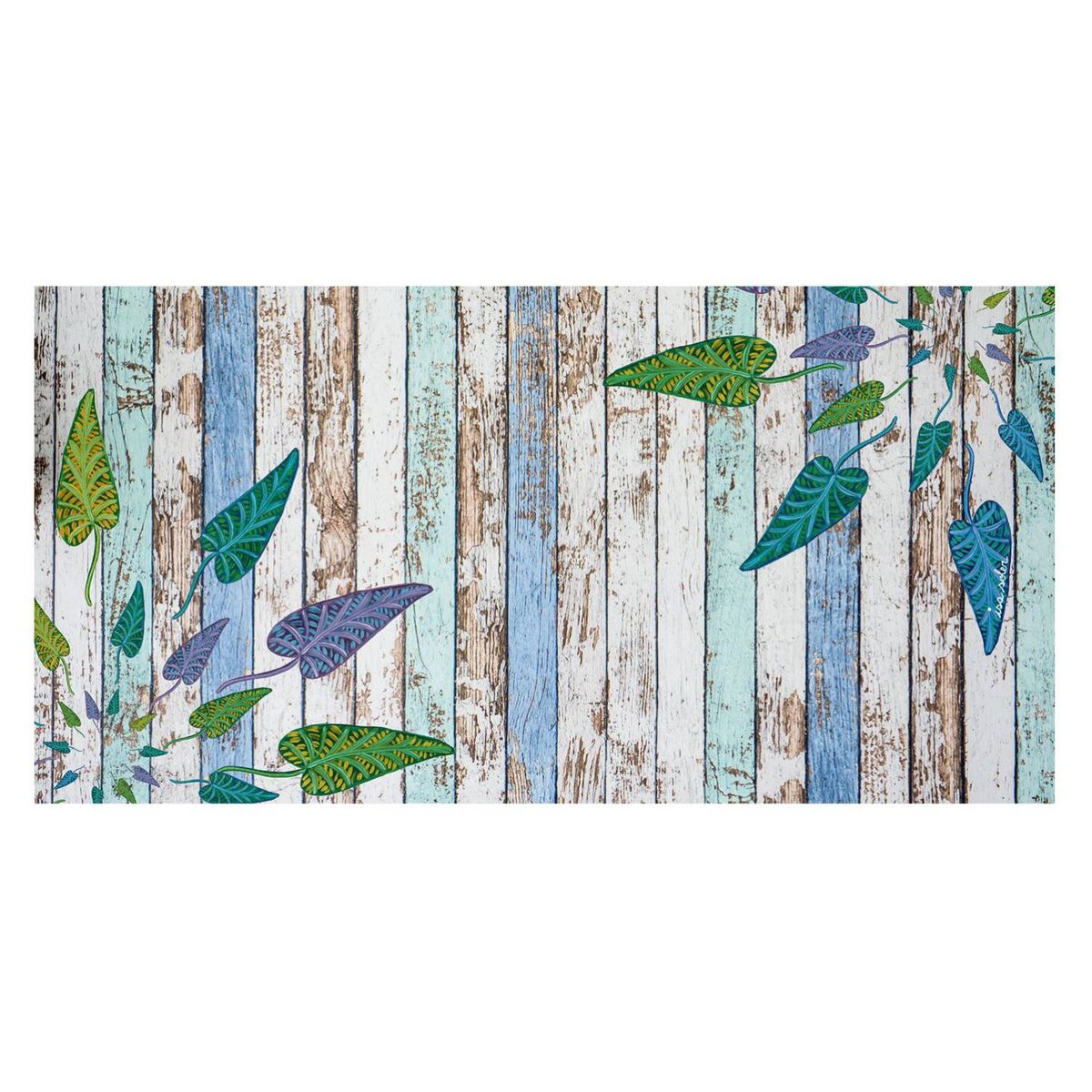 ISA SOLER - Alfombra vinilica 70 x 140 madera hojas