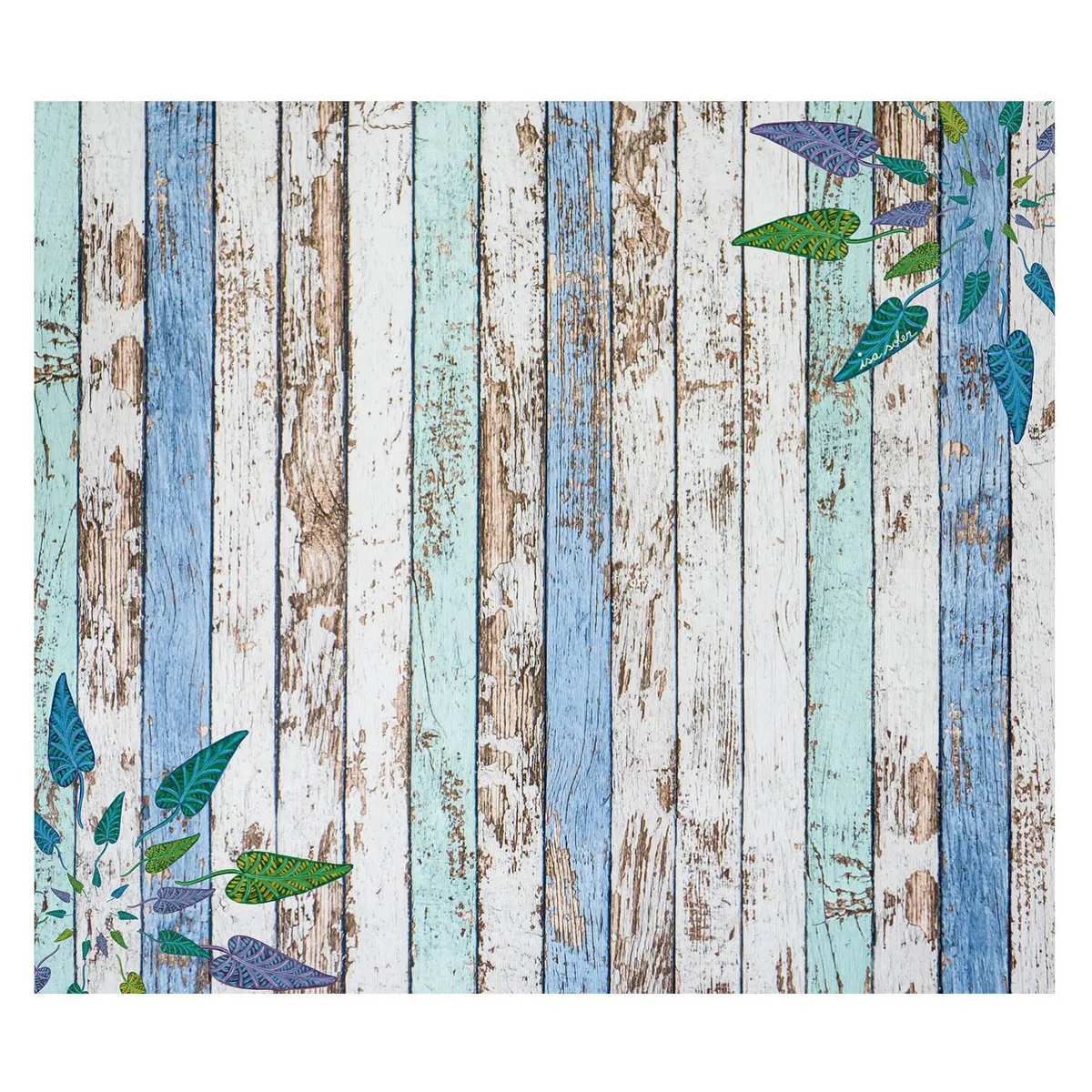 ISA SOLER - Alfombra vinilica 140 x 160 madera hojas