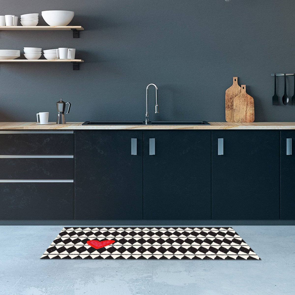 ISA SOLER - Alfombra vinilica 70 x 140 rombos corazon