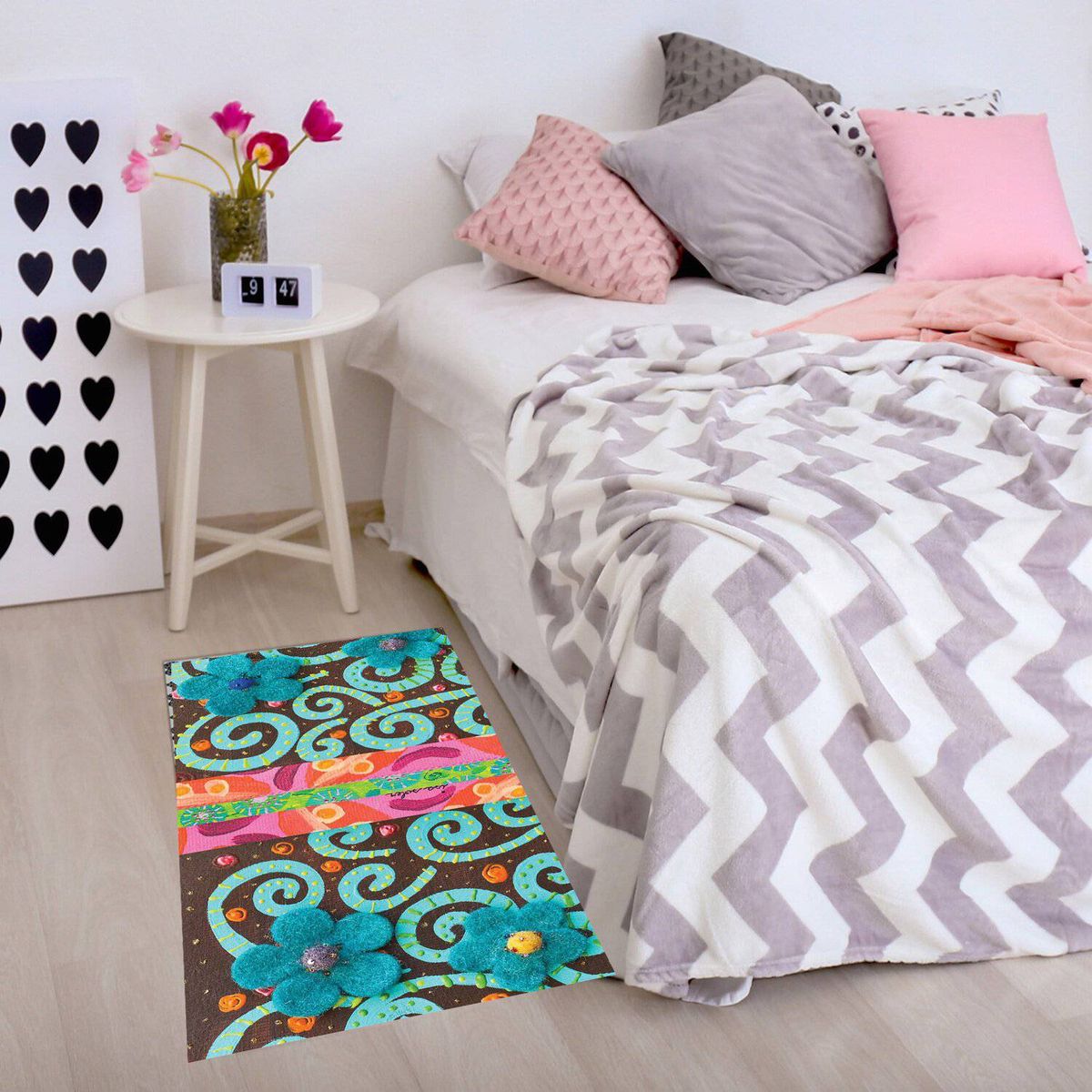 ISA SOLER - Alfombra vinilica 70 x 140 textura flores