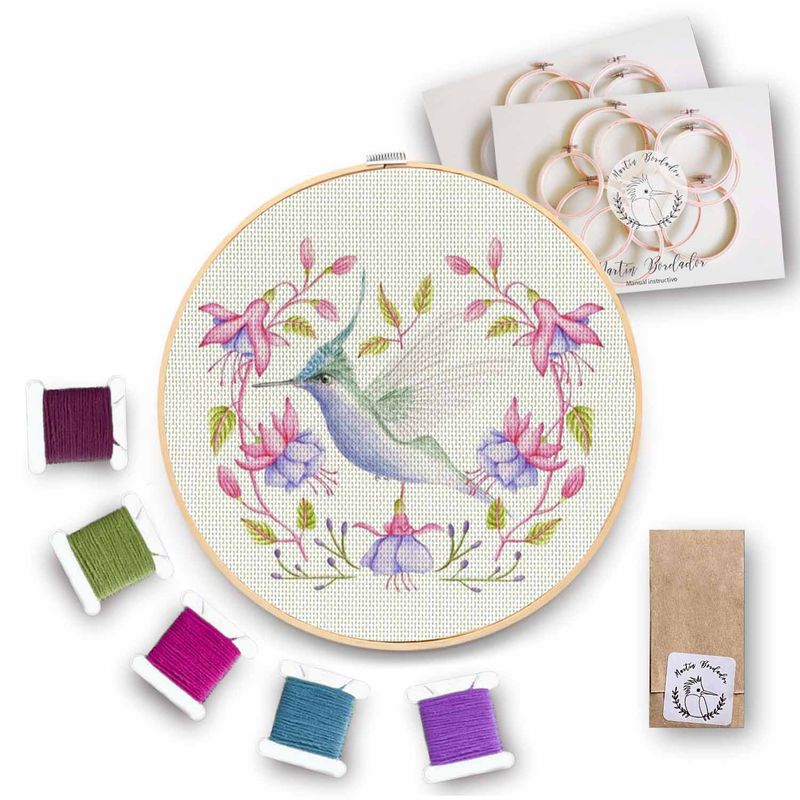 MARTIN BORDADOR - Kit de Bordado Colibrí Copete Verde