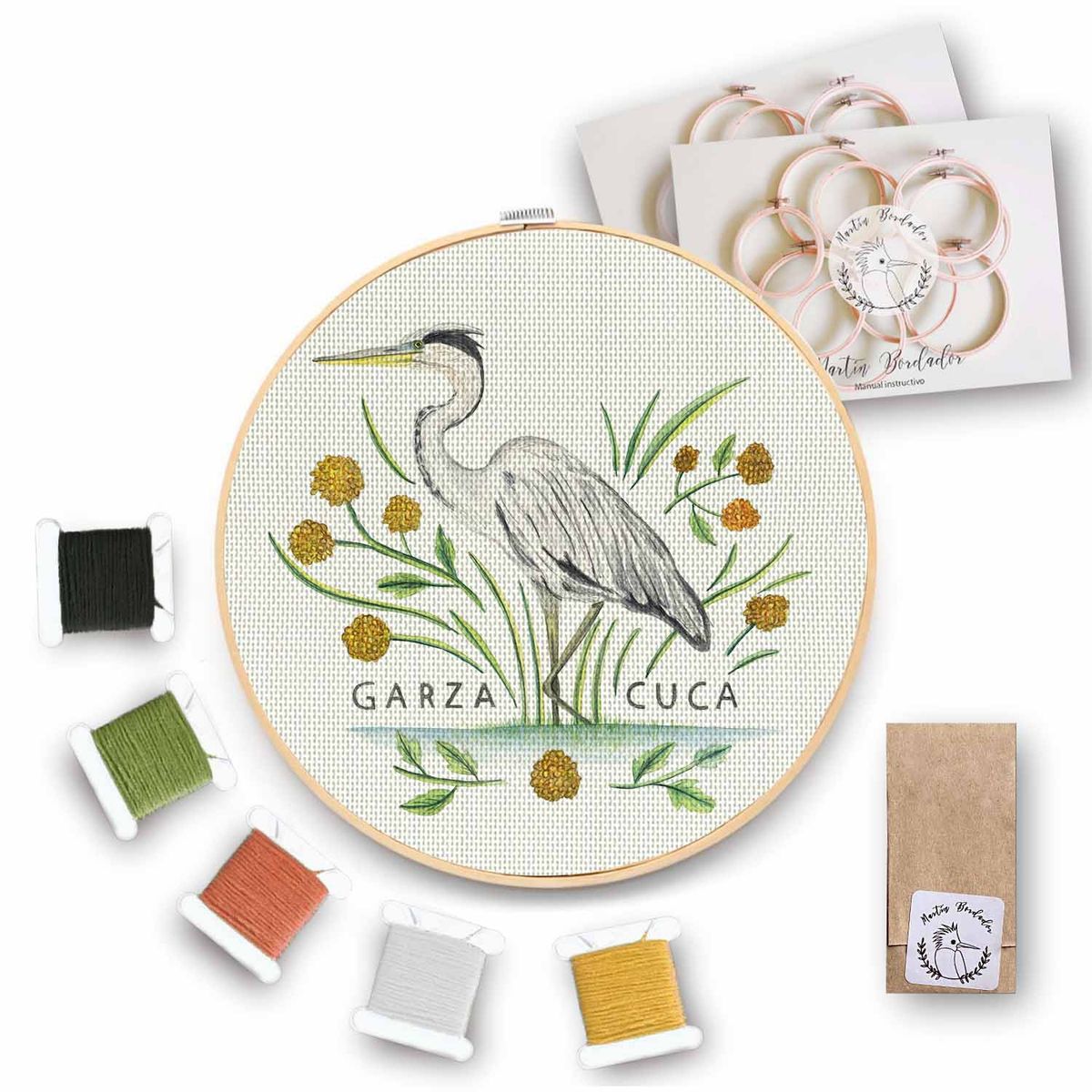 MARTIN BORDADOR - Kit de Bordado Garza Cuca
