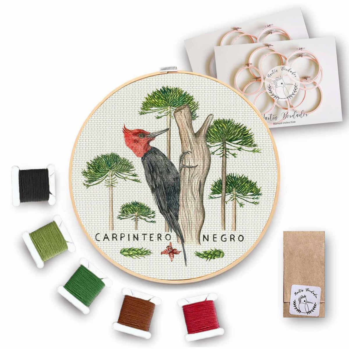 MARTIN BORDADOR - Kit de Bordado Carpintero Negro