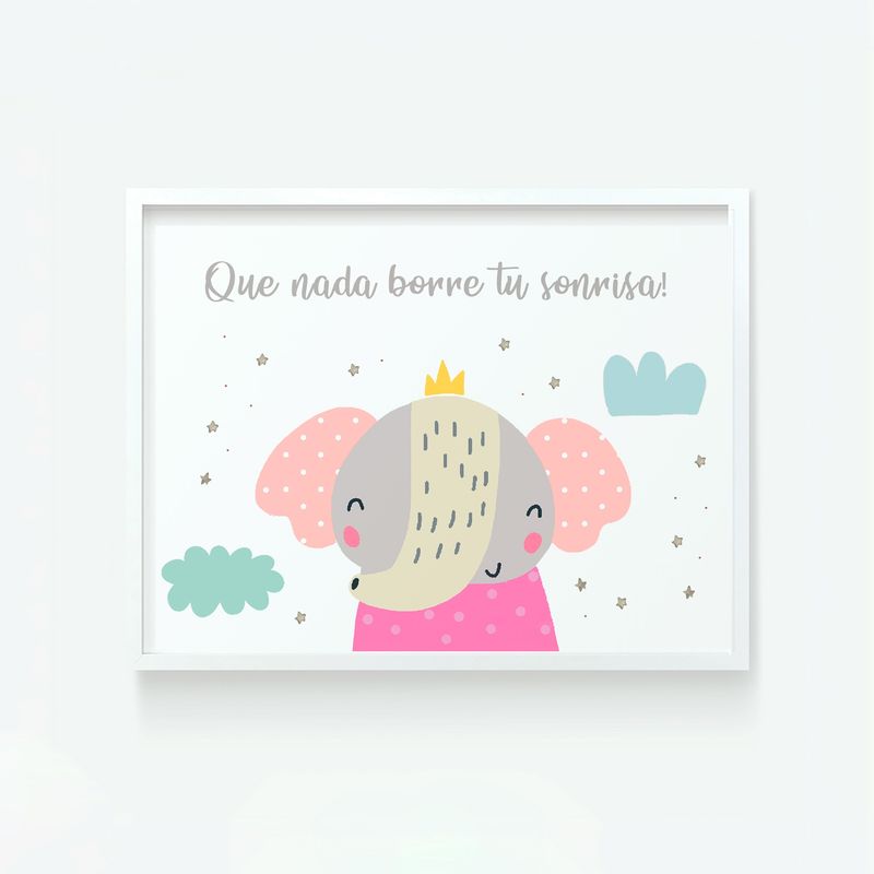 DECORACION PAJARITO - Cuadro decorativo Infantil Elefante frase