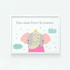 DECORACION PAJARITO - Cuadro decorativo Infantil Elefante frase