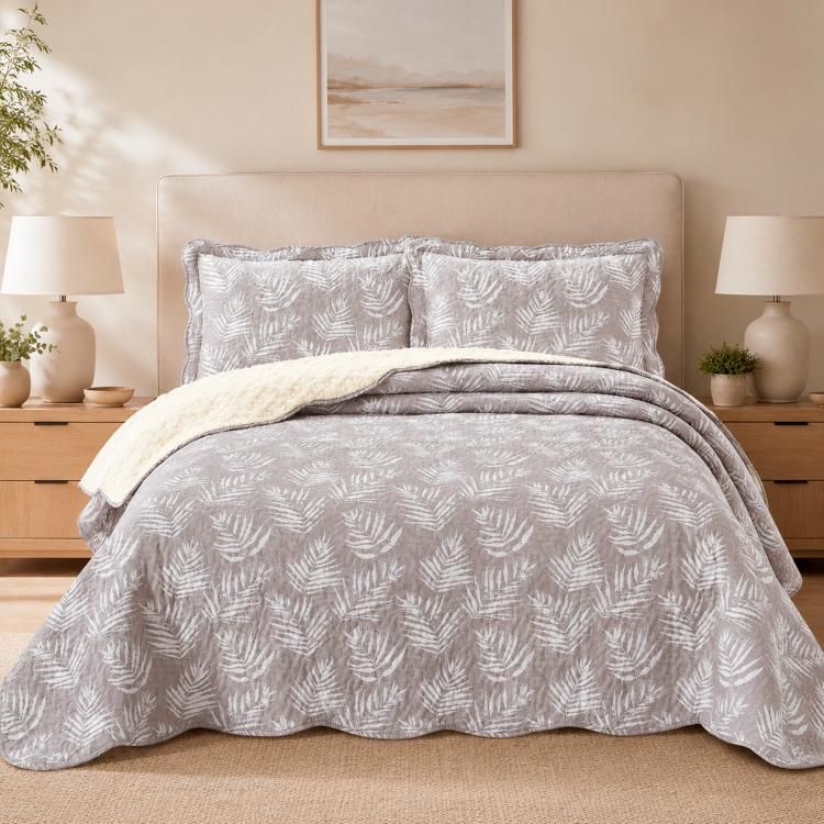 Quilt Sherpa Helechos Crudo 15 Pzas