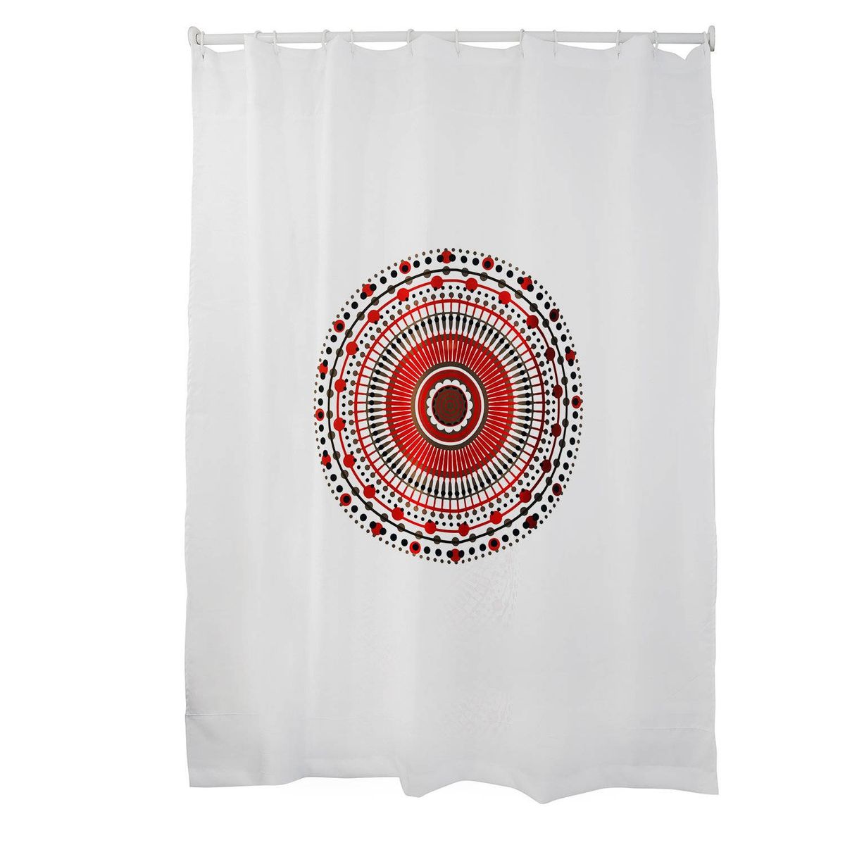 MALLORCA - Cortina para Baño Estampada Mándala Rojo