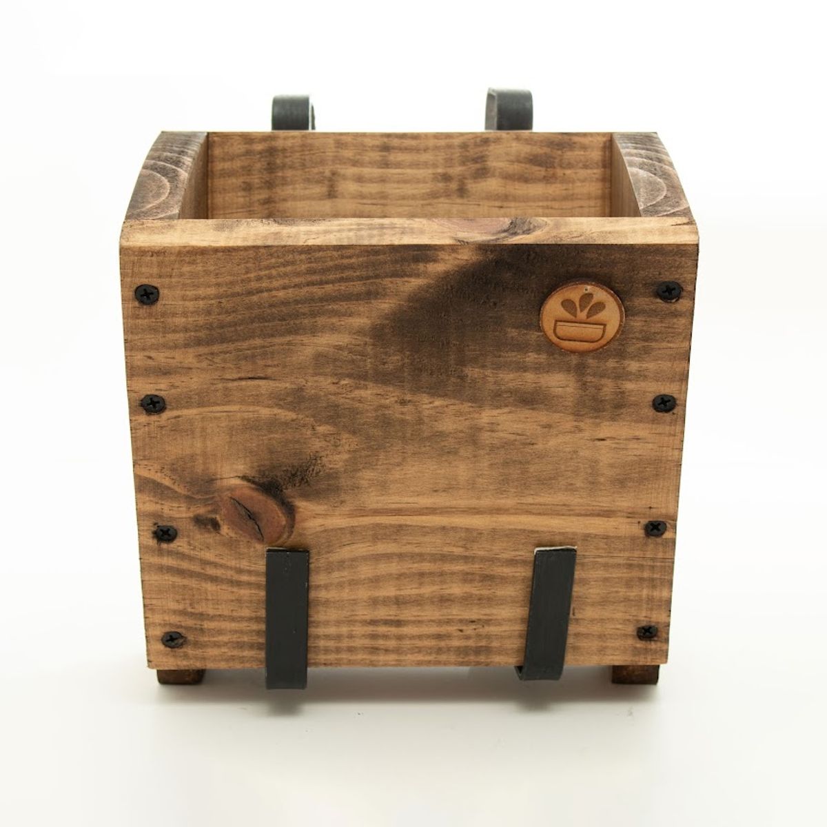 GENERICO - MACETERO BALCONERA DE MADERA CON GANCHOS ROBLE 20CM