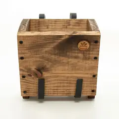 GENERICO - MACETERO BALCONERA DE MADERA CON GANCHOS ROBLE 20CM