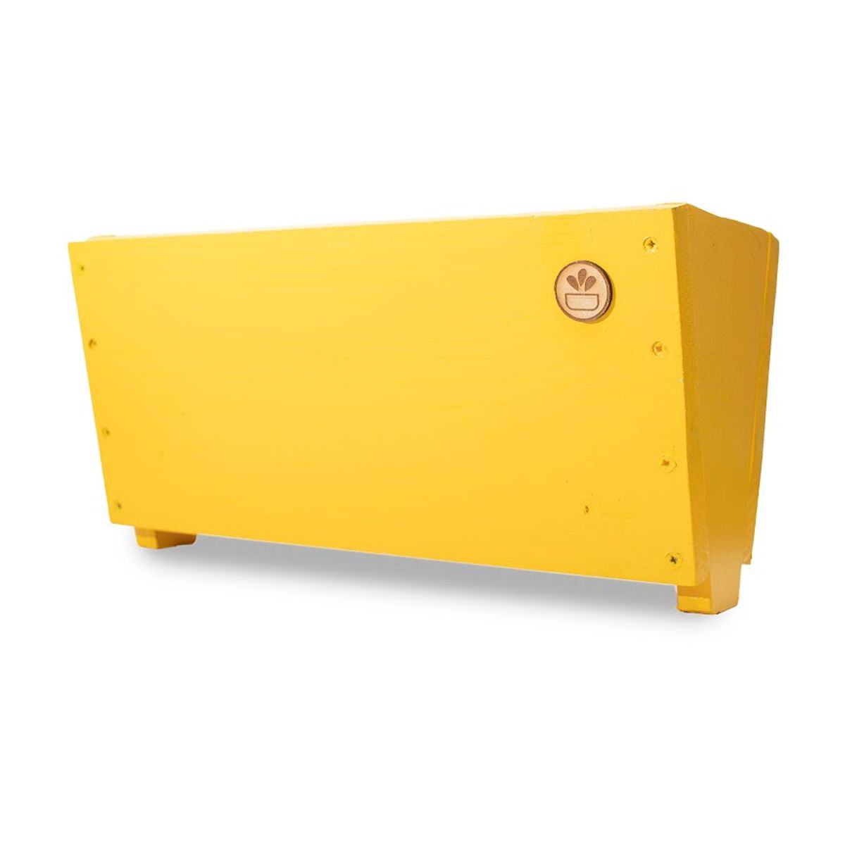 GENERICO - MACETERO BALCONERA DE MADERA CON GANCHOS AMARILLO 40CM