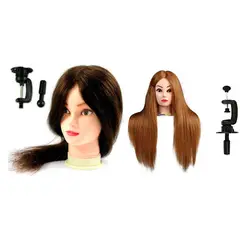 COSMETICAVAL - Cabeza Técnica sintética peluquería + soporte de mesa