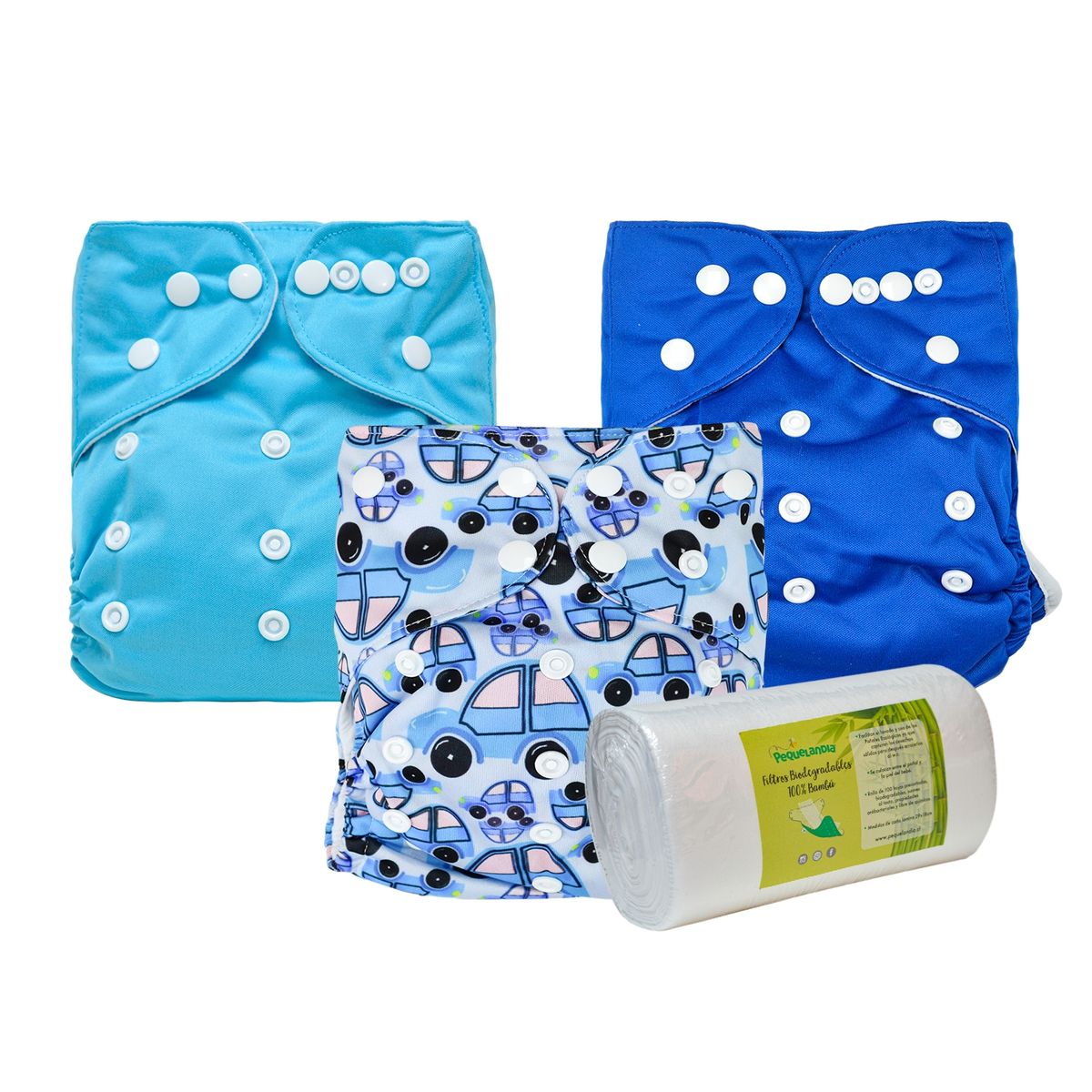 PEQUELANDIA - Pack 3 Pañales Ecológicos de Tela Mix