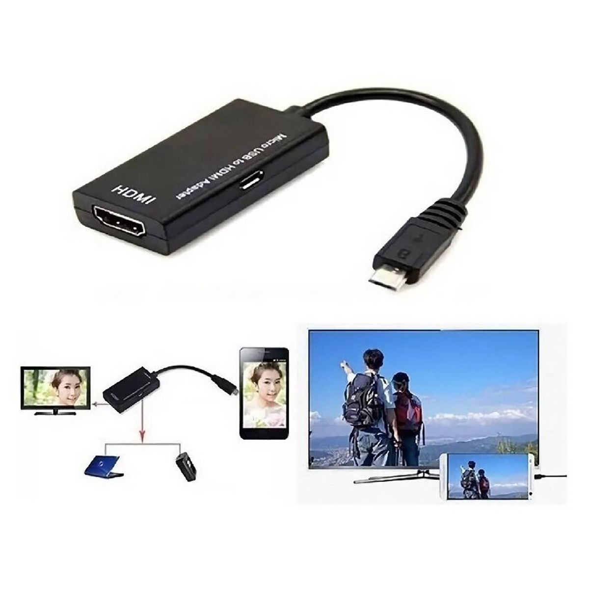GENERICO - Cable mhl  adaptador micro usb hdmi a hdtv 1080p
