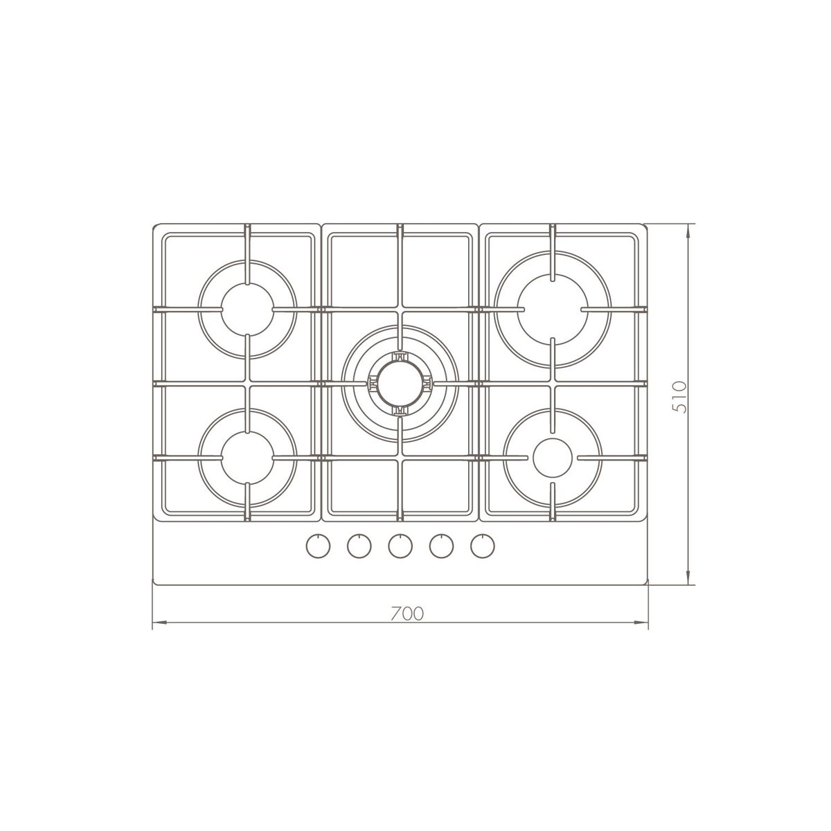 GRONER - Encimera a Gas Gröner Vitro 5QL