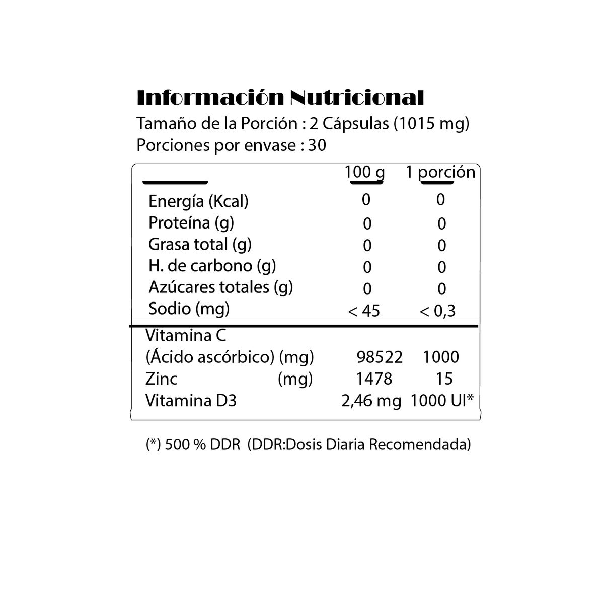 NOOTROPEX - VITAMINA C  VITAMINA D3  ZINC