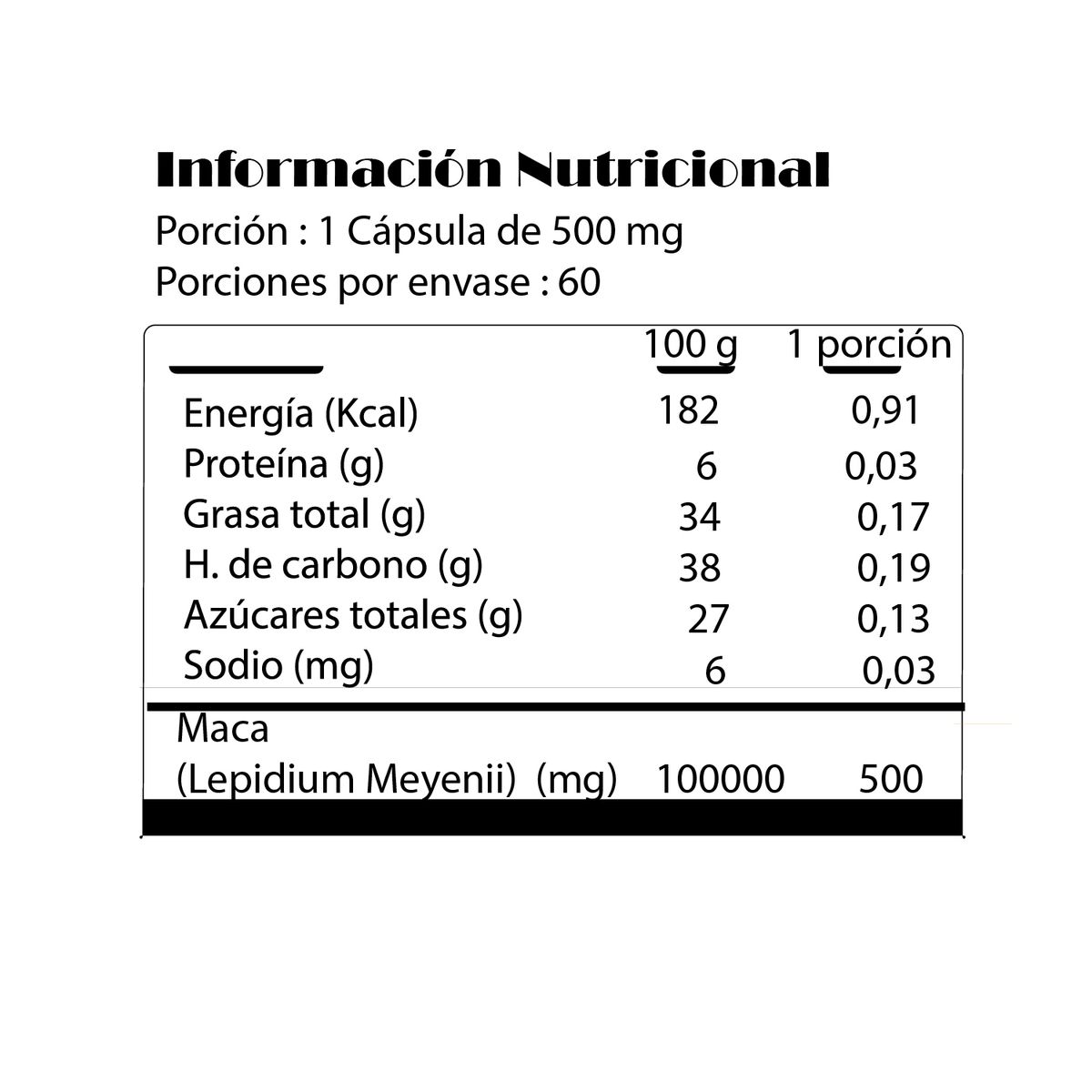 NOOTROPEX - MACA 500 MG NOOTROPEX