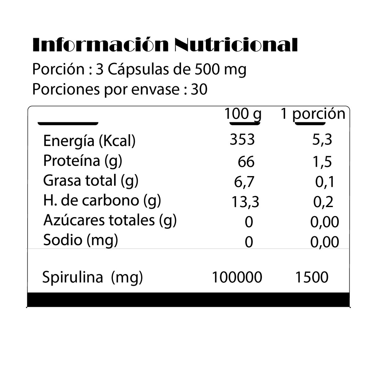NOOTROPEX - SPIRULINA 500 MG NOOTROPEX