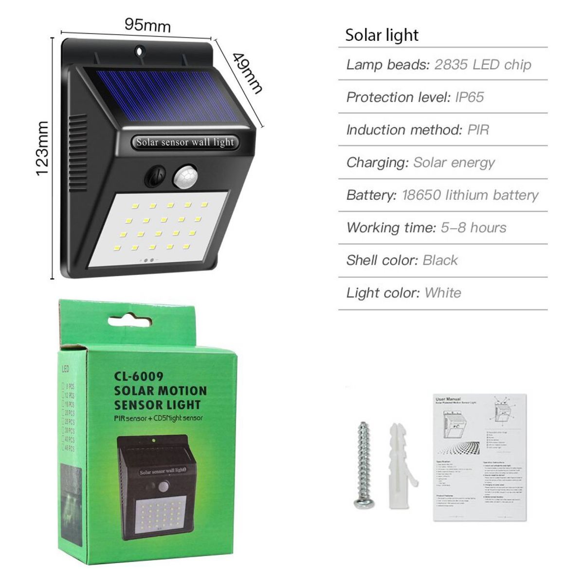 VHEX - Luz Solar de jardín para exteriores  20 LED