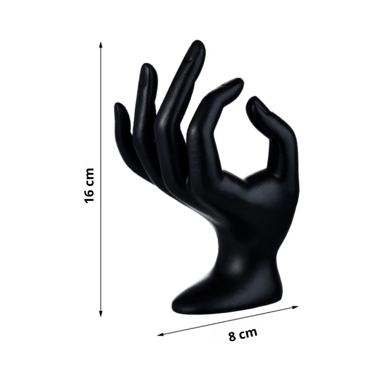 GENERICO - Mano Exhibidora De Anillos Acrílico Color  Negro 16 Cm Alto
