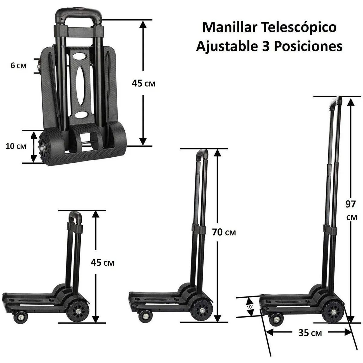 CARRY ALL - Carro de Carga Plegable Plataforma 65 Kg Carrito Yegua Liviano