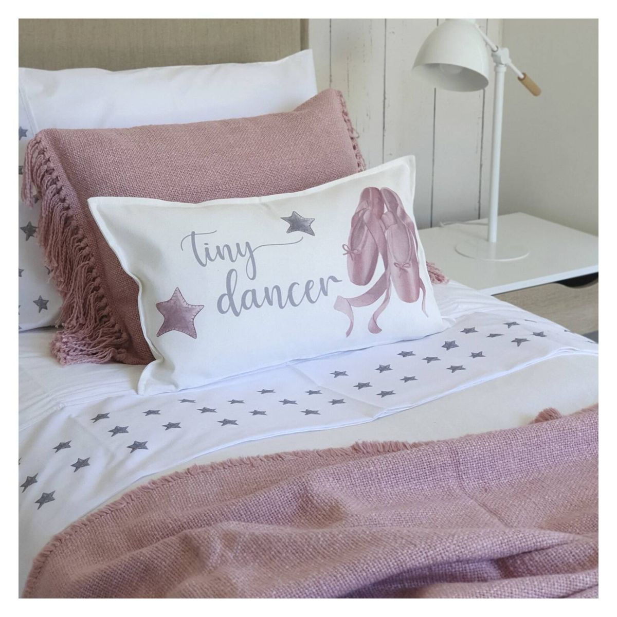 CASA ALVARINHO - Juego de Sábanas King Estrellitas Gris