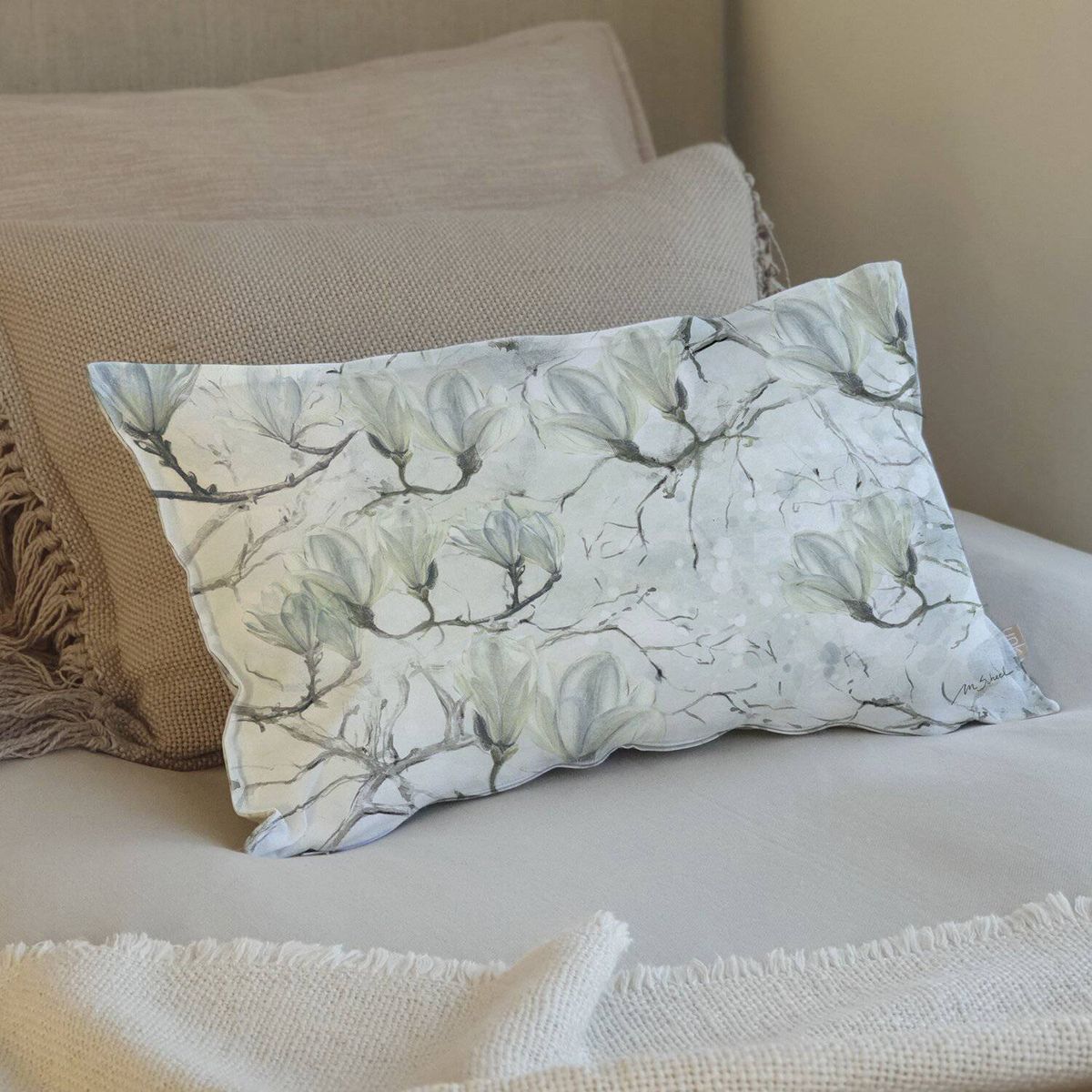 CASA ALVARINHO - Funda Cojín Magnolio Blanco 50X30