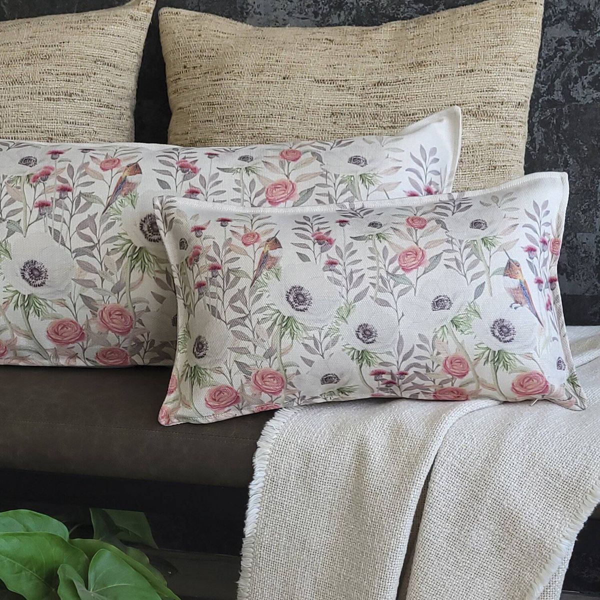 CASA ALVARINHO - Funda Cojín Marisa Anémone Blanca 50X30