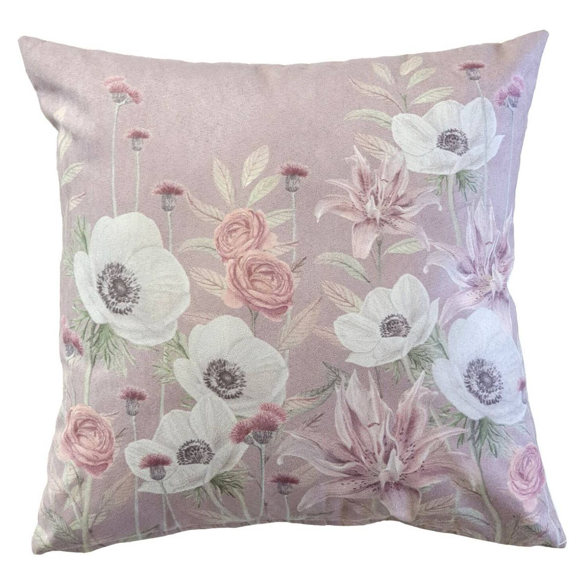 CASA ALVARINHO - Funda Cojín Gamuza Anemone Blanca 45x45