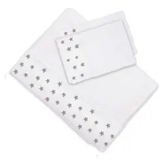 CASA ALVARINHO - Juego de Sábanas Super King Estrellitas Gris