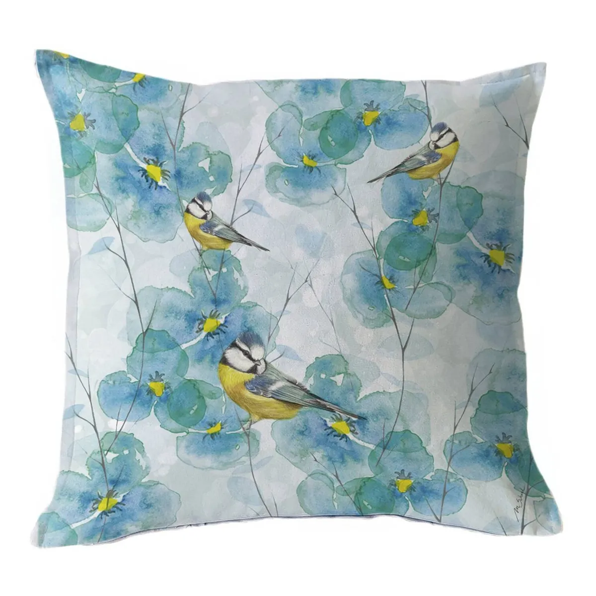 CASA ALVARINHO - Funda Cojín Mix Turquesa Bluetit 45X45
