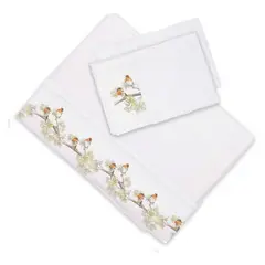 CASA ALVARINHO - Juego de Sábanas 2 Plazas Pajaritos Bambi