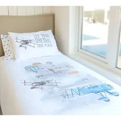 CASA ALVARINHO - Cubreplumón Estampado Aviones y Globos King