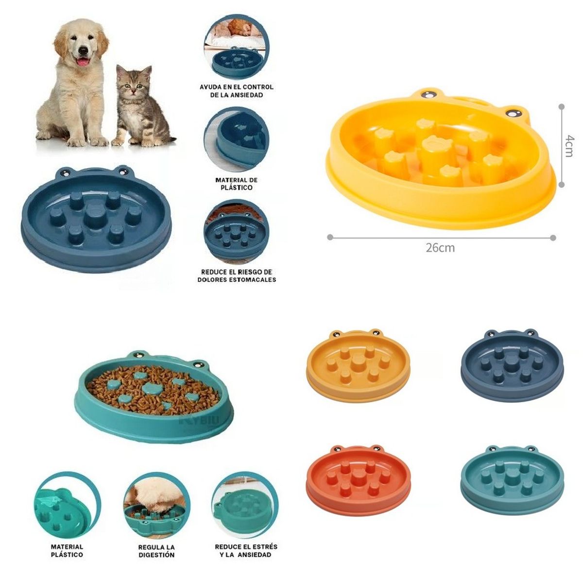 GENERICO - Plato Anti Ansiedad Anti Stress Perros Mascotas Color Macho