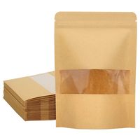 50 Bolsas papel Kraft 12x20x4 cm con ventana cierre hermético