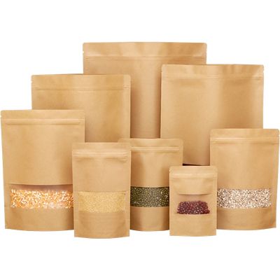 Imagen 2 del producto 50 Bolsas papel Kraft 12x20x4 cm con ventana cierre hermético