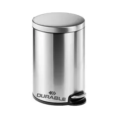 DURABLE - Papelero Con Pedal Redondo Inox 20 Litros