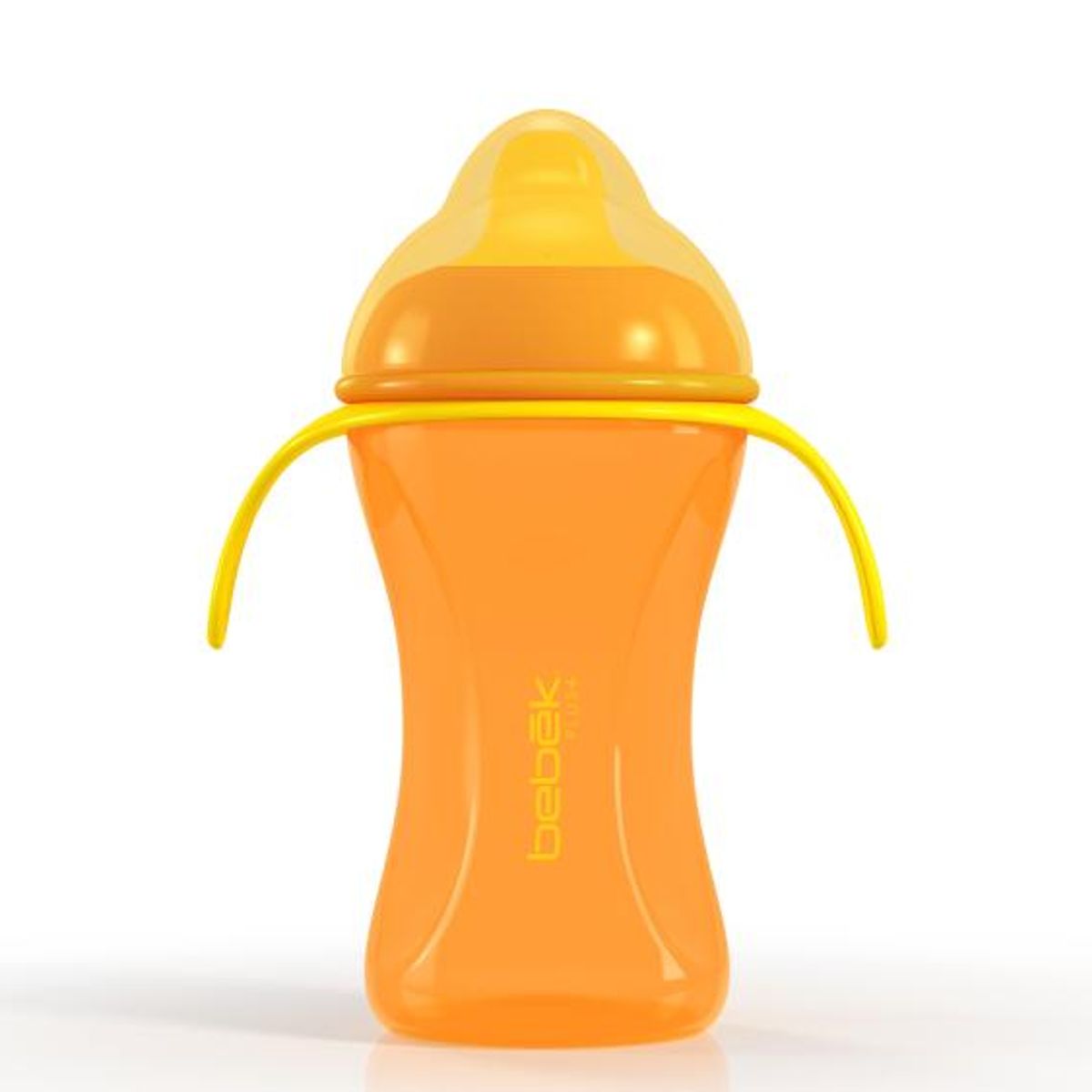 BEBEK - Vaso de entrenamiento Plus 240ml con Asas - Valvula de Silicona SenseFlo™ - Naranjo