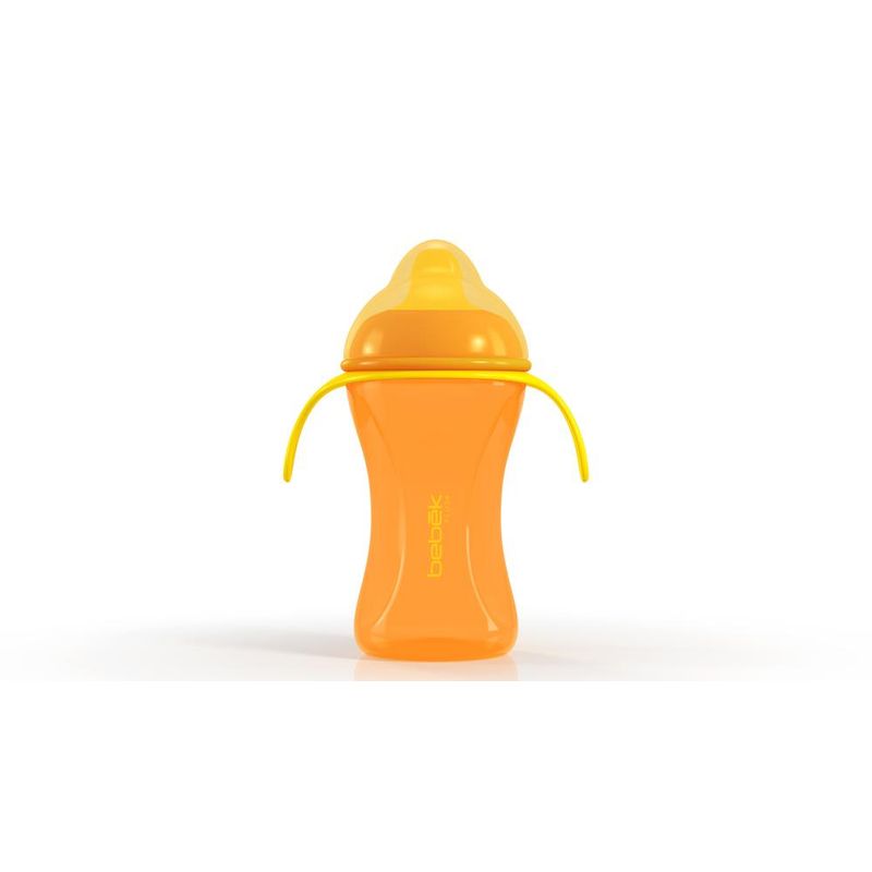 BEBEK - Vaso de entrenamiento Plus 240ml con Asas - Valvula de Silicona SenseFlo™ - Naranjo