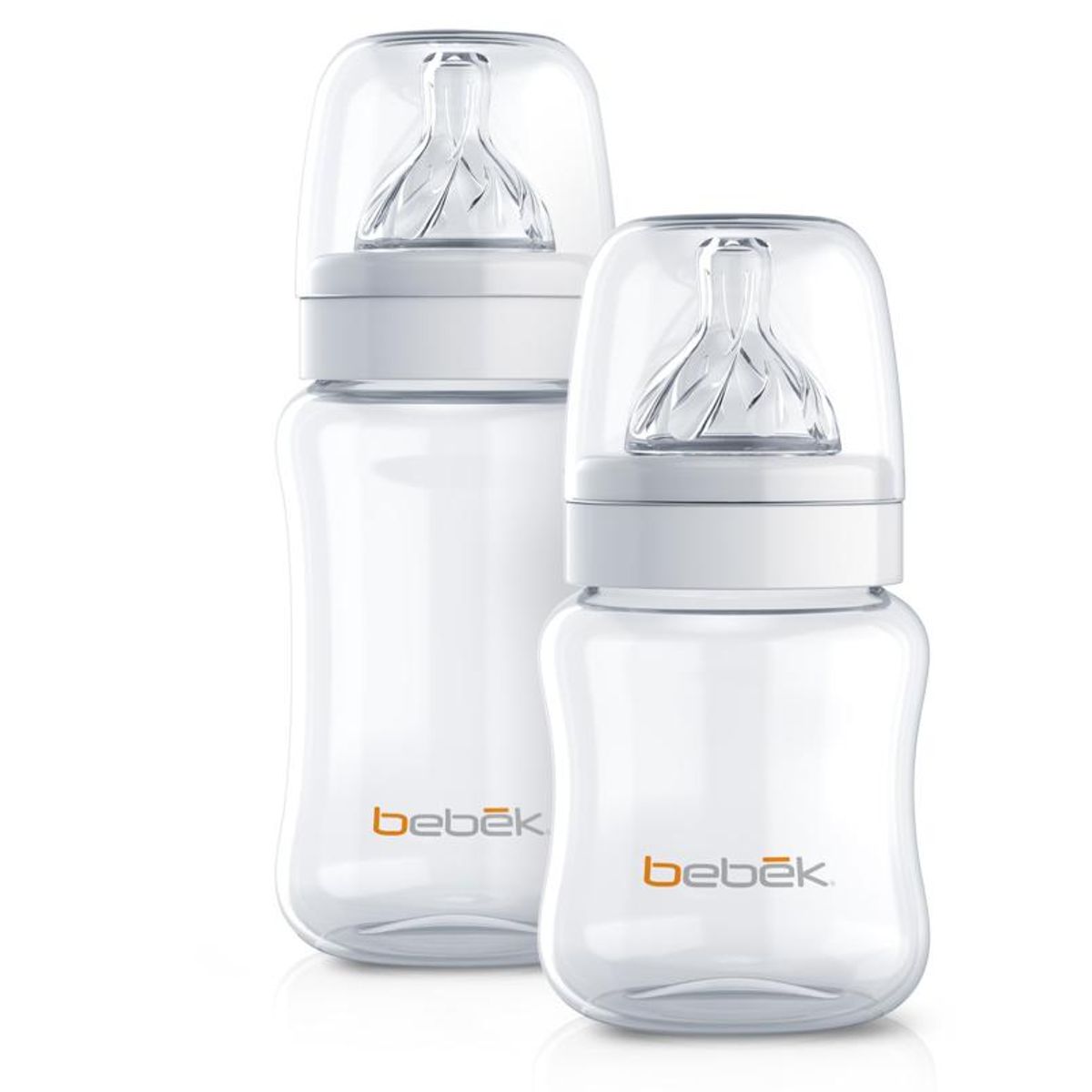 BEBEK - Set de Biberones Clásicos 150ml y 270ml - Tetina SenseFlo™ (Flujo Lento y Medio) - Blanco