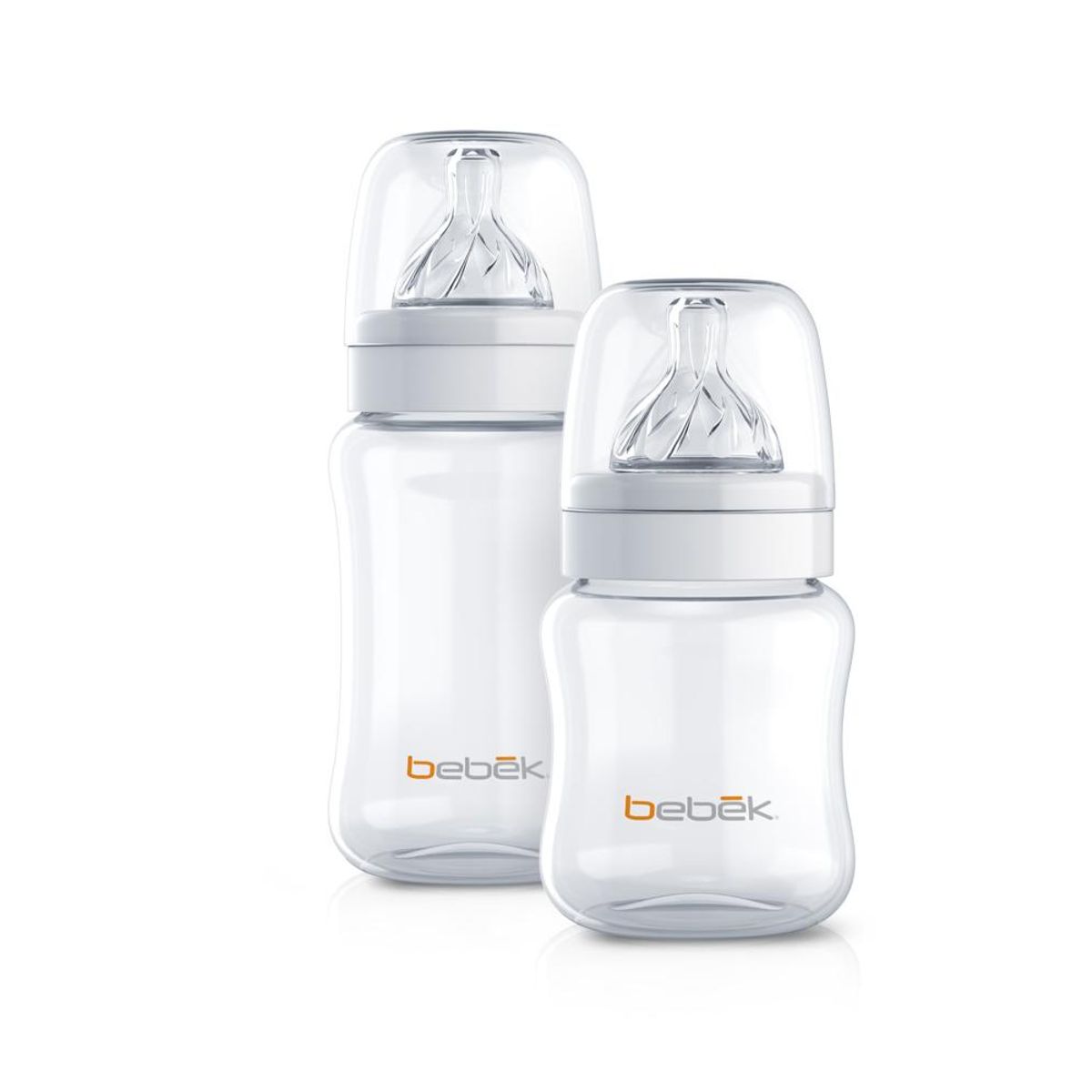 BEBEK - Set de Biberones Clásicos 150ml y 270ml - Tetina SenseFlo™ (Flujo Lento y Medio) - Blanco